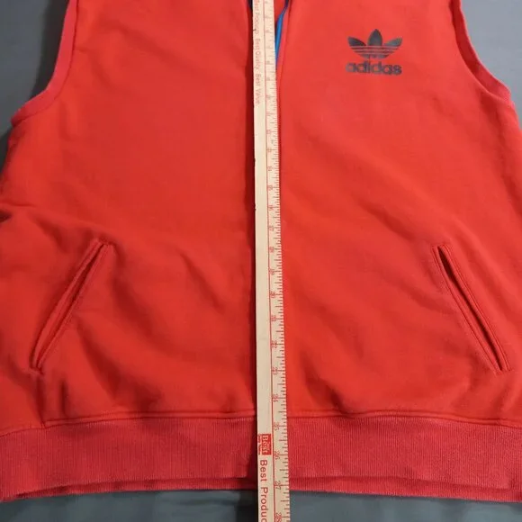 Adidas Originals Red Sleeveless Hoodie Vest (Trefoil Logo) Size XL - Picture 3 of 13
